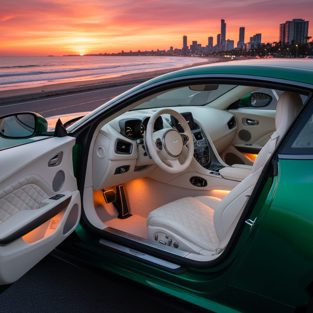Intérieur clair d’une voiture de luxe